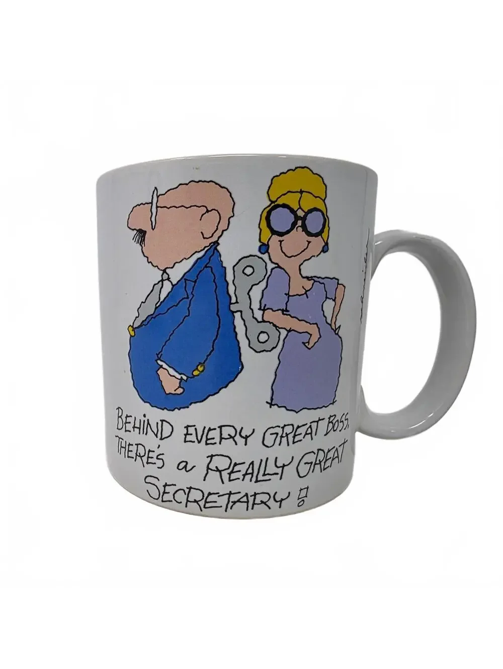 Vintage Russ Berrie Secretary Mug Behind Every Great Boss Funny Coffee Cup